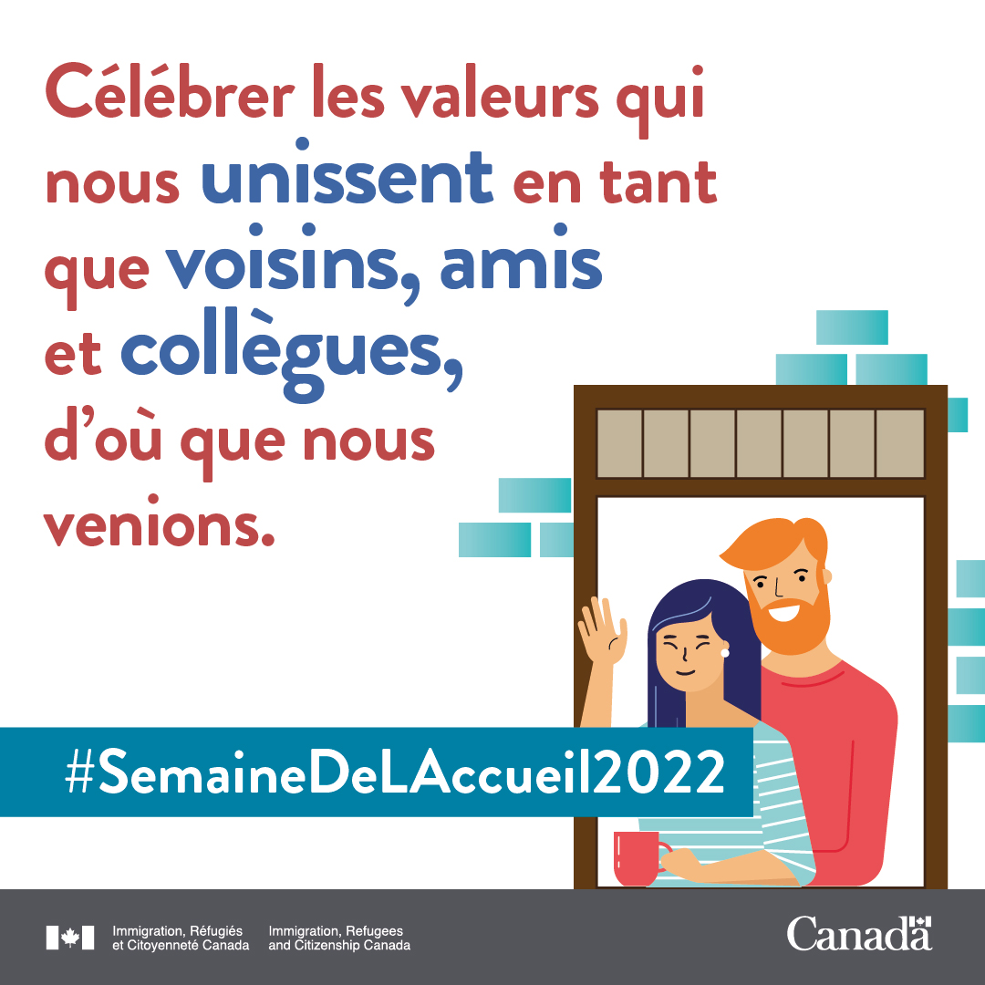 Célébrer les valeurs qui nous unissent en tant que voisins, amis et collègues, d’où que nous venions.
#SemaineDeLAccueil2022